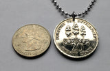 1989 Jamaica 20 Cents coin pendant crocodile alligator pineapples Kingston Portmore Spanish Town Montego Bay May Pen Mandeville Old Harbour Savanna-la-Mar Ocho Ríos Jamdung Patois Ackee dub ska Caribbean Marcus Garvey Rastafari Bob Marley Reggae n001819