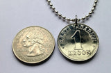 1995 Estonia Eesti 1 Kroon coin pendant blue lions Tallinn Tartu Narva Pärnu Kohtla-Järve Viljandi Finnic Uralic Maardu Rakvere Kuressaare Toompea Castle Sillamäe Valga Võru Jaaniõhtu Ida-Viru Harju Oeselians Saaremaa maarahvas Baltic n001857