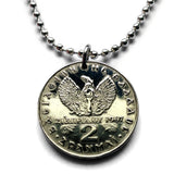 1973 Greece Hellas 2 Drachmai coin pendant Hellenic Greek soldier phoenix Athens Thessaloniki Patras Larissa Sparta Heraklion Thebes n002021