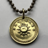 1940 Taiwan Republic of China Formosa 2 Fen coin pendant necklace World War 2 era Kuomintang Blue Sky White Sun New Taipei Xinhai Revolution Hokkien Taichung Kaohsiung Banqiao Chinese shÃ­chen Tainan Hsinchu Keelung Chiayi n001411
