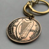 1968 Irland Éire 1 Penny Münze Anhänger Halskette Schmuck Irisch Keltische Harfe Cláirseach Henne &amp; Küken Huhn Hahn Dublin Cork Limerick Galway Waterford Drogheda Connacht Leinster Schwerter Gaels Guinness n000252