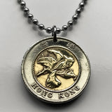 1994 British Hong Kong China 10 Dollars coin pendant Bauhinia orchid flower blossom floral Sham Shui Po Yau Tsim Mong Kwai Tsing Tai Po Sha Tin n000151