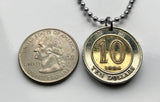 1994 British Hong Kong China 10 Dollars coin pendant Bauhinia orchid flower blossom floral Sham Shui Po Yau Tsim Mong Kwai Tsing Tai Po Sha Tin n000151