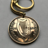 1968 Irland Éire 1 Penny Münze Anhänger Halskette Schmuck Irisch Keltische Harfe Cláirseach Henne &amp; Küken Huhn Hahn Dublin Cork Limerick Galway Waterford Drogheda Connacht Leinster Schwerter Gaels Guinness n000252