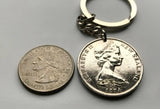 1977 New Zealand 20 Ct coin keychain pendant Kiwi bird Wellington Maori Pacific island Oceania British Hawaiki North South Island haka Tasman Sea Austronesian New Zealander Zealandia Auckland Te Waipounamu Te Reo Polynesia New Zealand Marae n000256