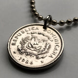 1987 República Dominicana Dominican Republic 5 Centavos coin pendant necklace escudo Dominicano Santo Domingo Santiago Quisqueya La Vega San Cristóbal Punta Cana Puerto Plata Zona Colonial Duarte Cap Cana Isla Saona Baní La Romana Boca Chica n001375