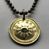1940 Taiwan Republic of China Formosa 2 Fen coin pendant necklace World War 2 era Kuomintang Blue Sky White Sun New Taipei Xinhai Revolution Hokkien Taichung Kaohsiung Banqiao Chinese shÃ­chen Tainan Hsinchu Keelung Chiayi n001411