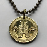 1940 Taiwan Republic of China Formosa 2 Fen coin pendant necklace World War 2 era Kuomintang Blue Sky White Sun New Taipei Xinhai Revolution Hokkien Taichung Kaohsiung Banqiao Chinese shÃ­chen Tainan Hsinchu Keelung Chiayi n001411