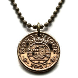 1957 Mozambique 50 Centavos coin pendant Mozambican Maputo Bantu Tsonga Tete Quelimane Lichinga Zambezia Sofala Gorongosa Marrabenta n001147