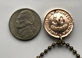 1957 Mozambique 50 Centavos coin pendant Mozambican Maputo Bantu Tsonga Tete Quelimane Lichinga Zambezia Sofala Gorongosa Marrabenta n001147