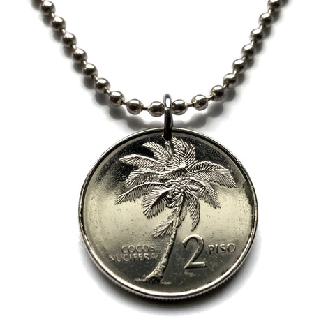 1992 Philippines Pilipinas 2 Piso coin pendant Pinoy Filipino Coconut palm tree Andres Bonifacio Quezon Manila Davao Caloocan Taguig n002296