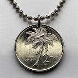 1992 Philippines Pilipinas 2 Piso coin pendant Pinoy Filipino Coconut palm tree Andres Bonifacio Quezon Manila Davao Caloocan Taguig n002296