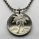 1992 Philippines Pilipinas 2 Piso coin pendant Pinoy Filipino Coconut palm tree Andres Bonifacio Quezon Manila Davao Caloocan Taguig n002296