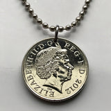 2017 England United Kingdom Great Britain 10 Pence coin pendant necklace English lions London Manchester Birmingham Sheffield Liverpool Leeds Newcastle Reading Portsmouth Norwich Essex Kent n002256