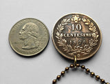 1893 Italy 10 Centesim coin pendant king Umberto I Roma Milan Venice Florence Napoli Palermo Bologna Verona Torino Pisa Capri Matera n002371