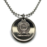 1982 Sri Lanka Ceylon 1 Rupee coin pendant necklace jewelry golden lion kastane sword Blue Lotus Sinha flag Sinhalese Colombo Kaduwela Maharagama Kesbewa Dehiwala Lavinia Moratuwa Negombo Kotte Kalmunai Kandy n002378