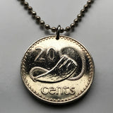1987 British Fiji 20 Cents coin pendant Tabua sperm whale tooth sevusevu Fijian ritual Suva Ba Coral Coast South Pacific Polynesia n002311