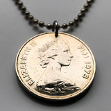 1987 British Fiji 20 Cents coin pendant Tabua sperm whale tooth sevusevu Fijian ritual Suva Ba Coral Coast South Pacific Polynesia n002311
