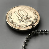 1977 Chile 10 Pesos coin pendant Chilena libertad Mapuche Santiago Antofagasta Rancagua Temuco Rapa Nui Arica Iquique n002447