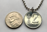 1991 Lithuania Lietuva 2 Centai coin pendant necklace Vytis horse armored knight Vilnius medieval Lithuanian equestrian sword Vityaz n001991