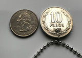 1977 Chile 10 Pesos coin pendant Chilena libertad Mapuche Santiago Antofagasta Rancagua Temuco Rapa Nui Arica Iquique n002447
