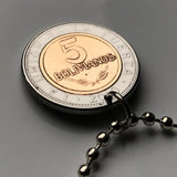 2010 Bolivia 5 Bolivianos coin pendant Potosí Cerro Rico Cerro Menor La Paz Santa Cruz de la Sierra El Alto Cochabamba Oruro Sucre n002551