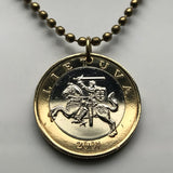 2009 Lithuania Lietuva 2 Litai coin pendant Vytis horse armored knight Vilnius Vityaz Marijampolė Jonava Utena Curonian Samogitia n000312
