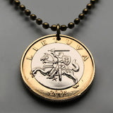 2009 Lithuania Lietuva 2 Litai coin pendant Vytis horse armored knight Vilnius Vityaz Marijampolė Jonava Utena Curonian Samogitia n000312