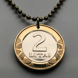 2009 Lithuania Lietuva 2 Litai coin pendant Vytis horse armored knight Vilnius Vityaz Marijampolė Jonava Utena Curonian Samogitia n000312