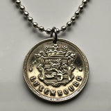1927 Luxembourg Letzeburg 25 Centimes coin pendant necklace jewelry Luxembourgish lion Esch-sur-Alzette Differdange Dudelange Wormeldange Grund Diekirch Schengen Pétange Rumelange Redange Bourscheid n002583