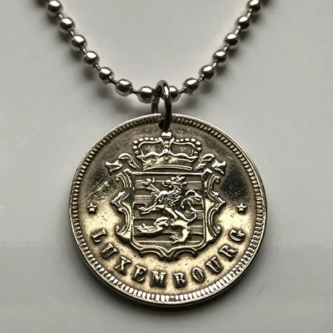 1947 Luxemburg Letzeburg 25 Centimes Münze Anhänger Halskette Schmuck Luxemburgischer Löwe Esch-sur-Alzette Differdange Dudelange Wormeldange Grund Diekirch Schengen Pétange Rumelange Redange Bourscheid n000651