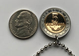 2010 Bolivia 5 Bolivianos coin pendant Potosí Cerro Rico Cerro Menor La Paz Santa Cruz de la Sierra El Alto Cochabamba Oruro Sucre n002551