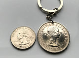 1967 United Kingdom 1/2 Crown coin pendant British English lions harp initial ER Welsh Scottish Irish Great Britain shield England n001985