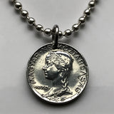 1972 Hungary Magyar 5 Filler coin pendant Hungarian girl Kalocsa tulokparta headdress folk wear Sarkoz costume Matyo embroidery Budapest Debrecen Szeged Miskolc Pecs Gyor Kecskemet Nyiregyhaza n002575