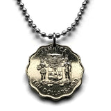 2000 Jamaica 10 Dollar coin pendant crocodile alligator pineapples George W. Gordon Kingston Portmore Spanish Town Montego Bay May Pen Mandeville Old Harbour Savanna-la-Mar Ocho Ríos Jamrock Jamdung Jamaican Patois Rastafari Reggae Bob Marley n002637