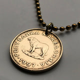 1993 North Macedonia 1 Denar coin pendant Sarplaninac Macedonian Shepherd Dog sheep dog Šar Mountains Skopje Bitola Kumanovo Prilep n000888