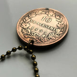 1893 Italy 10 Centesim coin pendant king Umberto I Roma Milan Venice Florence Napoli Palermo Bologna Verona Torino Pisa Capri Matera n002371
