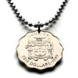 2000 Jamaica 10 Dollar coin pendant crocodile alligator pineapples George W. Gordon Kingston Portmore Spanish Town Montego Bay May Pen Mandeville Old Harbour Savanna-la-Mar Ocho Ríos Jamrock Jamdung Jamaican Patois Rastafari Reggae Bob Marley n002637