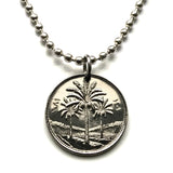 1981 Iraq 25 Fils coin pendant palm trees Baghdad Mosul Erbil Uruk Arab Kurds Persian Gulf middle east Tigris Euphrates Islam n002641