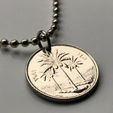 1981 Iraq 25 Fils coin pendant palm trees Baghdad Mosul Erbil Uruk Arab Kurds Persian Gulf middle east Tigris Euphrates Islam n002641