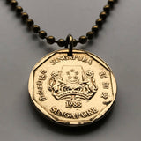 1995 Singapore Singapura 1 Dollar coin pendant Rosy Periwinkle Blossom flower Lion City Bedok Tampines Jurong West Sengkang Woodlands n002728
