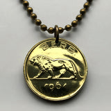 1961 Rwanda Burundi 1 Franc coin pendant lion Kigali Bujumbura Rwandese Banyarwanda Butare Gitarama city Bantu Batwa people African n002685