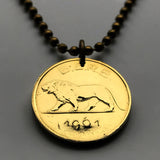 1961 Rwanda Burundi 1 Franc coin pendant lion Kigali Bujumbura Rwandese Banyarwanda Butare Gitarama city Bantu Batwa people African n002685