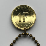 1961 Rwanda Burundi 1 Franc coin pendant lion Kigali Bujumbura Rwandese Banyarwanda Butare Gitarama city Bantu Batwa people African n002685