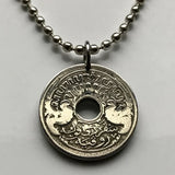 1913 Dutch East Indies Indonesia Netherlands 5 Cent coin pendant rice plant Jakarta Borneo Batam Prambanan Borobudur Bali Minangkabau n000968
