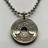 1913 Dutch East Indies Indonesia Netherlands 5 Cent coin pendant rice plant Jakarta Borneo Batam Prambanan Borobudur Bali Minangkabau n000968