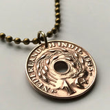 1945 Indonesia Netherlands Dutch East Indies Cent coin pendant rice plant Jakarta Borneo Batam Prambanan Borobudur Bali Minangkabau n000061