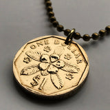 1995 Singapore Singapura 1 Dollar coin pendant Rosy Periwinkle Blossom flower Lion City Bedok Tampines Jurong West Sengkang Woodlands n002728