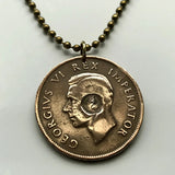 1960 South Africa 1 Penny coin pendant Dromedaris ship sail boat Cape Town Vereeniging Soshanguve Xhosa Tswana Zulu Afrikaan Dutch k000053
