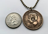 1960 South Africa 1 Penny coin pendant Dromedaris ship sail boat Cape Town Vereeniging Soshanguve Xhosa Tswana Zulu Afrikaan Dutch k000053